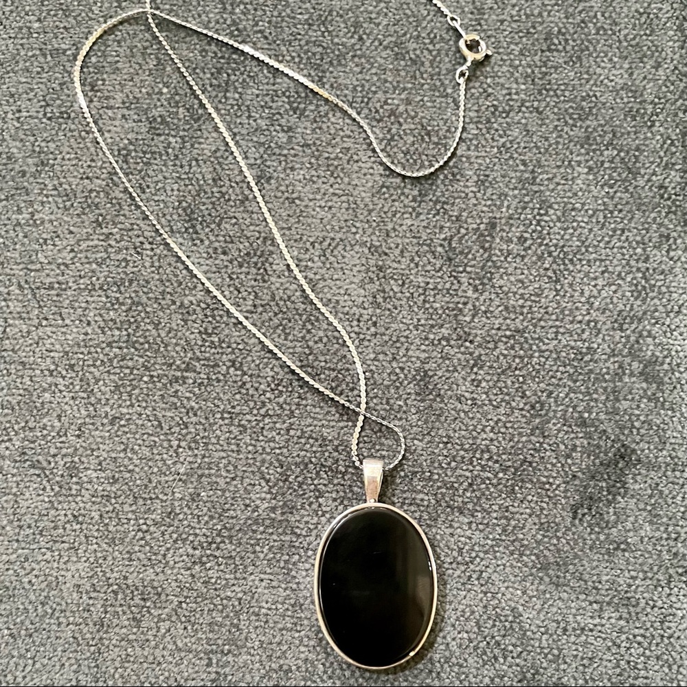 Black Onyx and Sterling Mother and Child Pendant - Picture 3 of 8